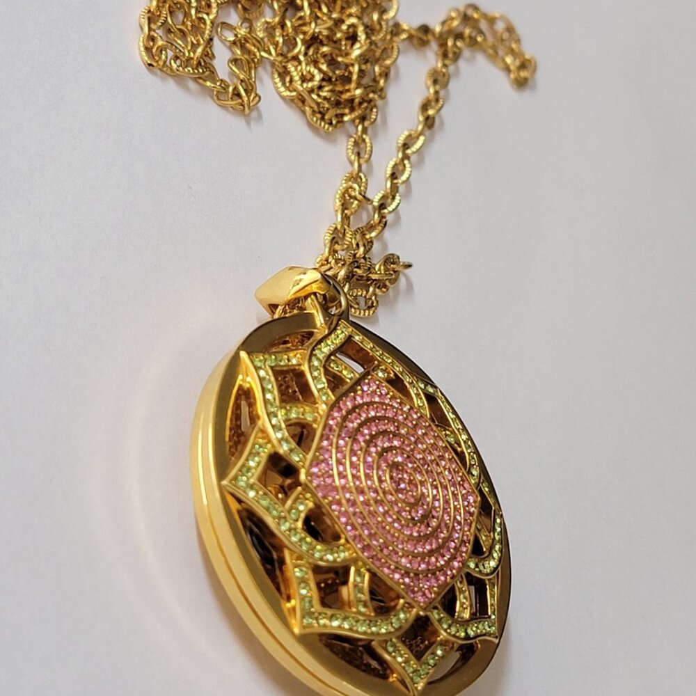 Stunning Joan Rivers Rhinestone Watch Pendant Chain Necklace - Picture 7 of 9